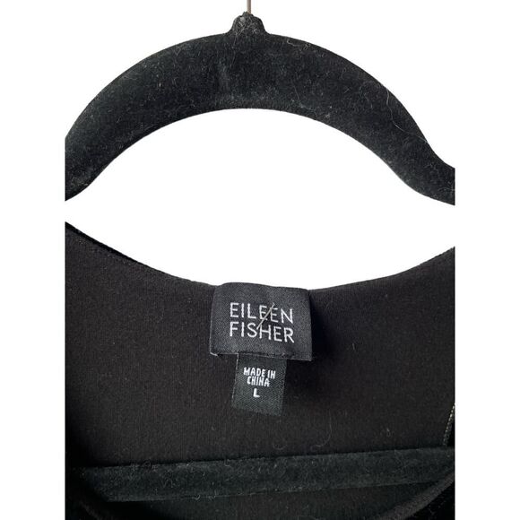 Eileen Fisher Silk Blend Velvet Sleeveless Scoop Neck Tank Top Size L black - Picture 2 of 8